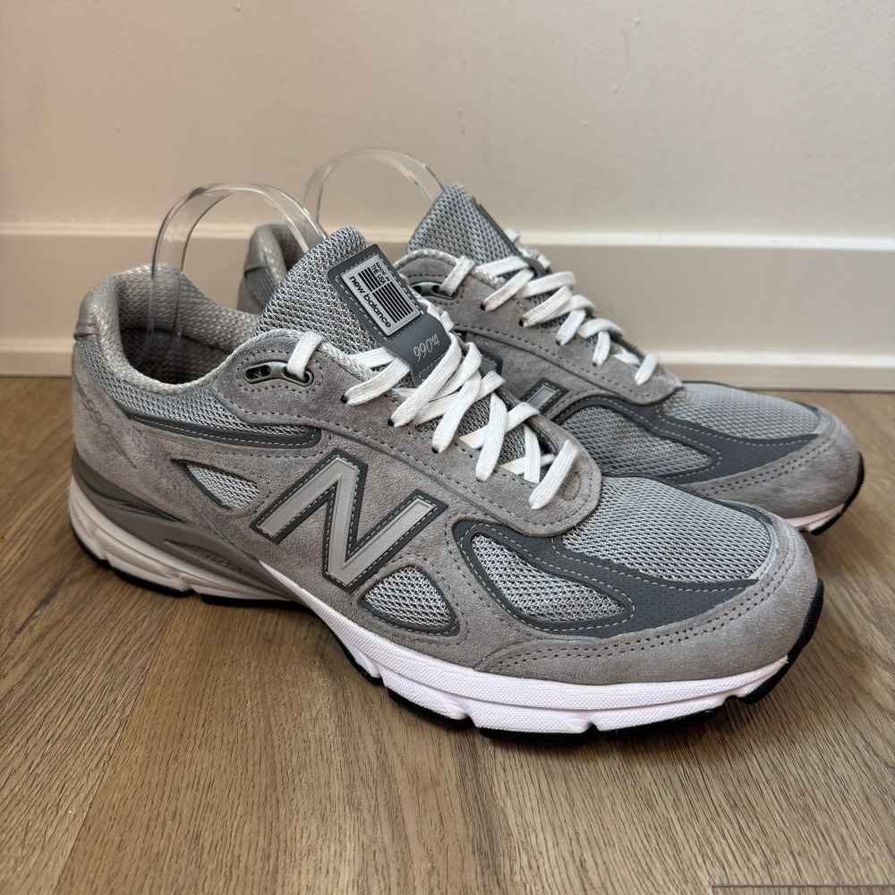 New Balance 990v4 Made in USA Mens Grey Suede Running Shoes Size 10 U990GL4